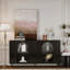 Buffet décoratif en bois laqué noir avec 4 portes en verre Buffet