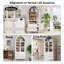 Garde-manger arqué de 71 po de hauteur avec 2 grands tiroirs, armoires de rangement de style campagne moderne avec tablettes réglables, porte vitrée,