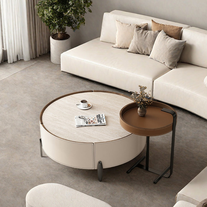 Demarest, H 14,2 po x L 35,4 po x l 35,4 po, Brown/Beige