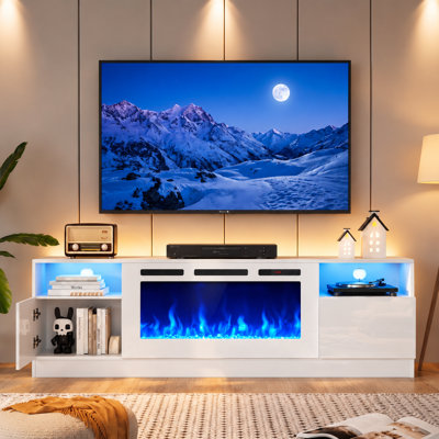 Janyriah TV Stand for TVs up to 80" with 36" Fireplace Included, Modern Entertainment Center