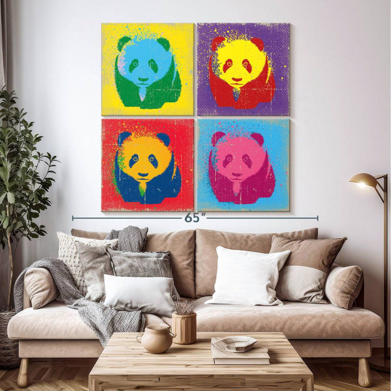 Brampt Paint Splash Pandas, H 50 po x l 50 po