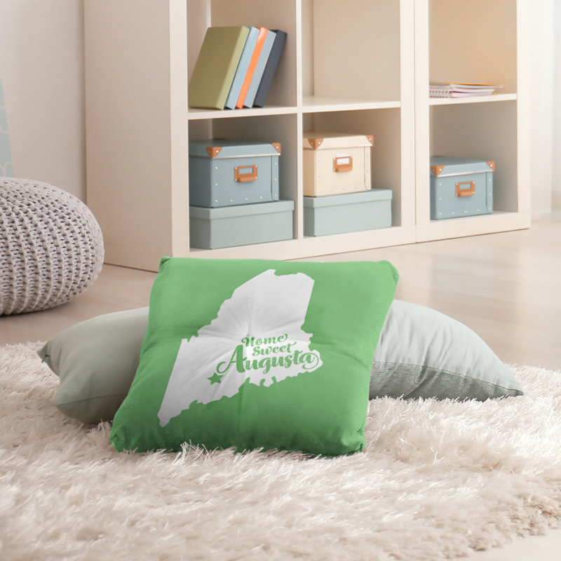 Reversible Throw Pillow, Green, 28" H x 28" W, Augusta/Maine