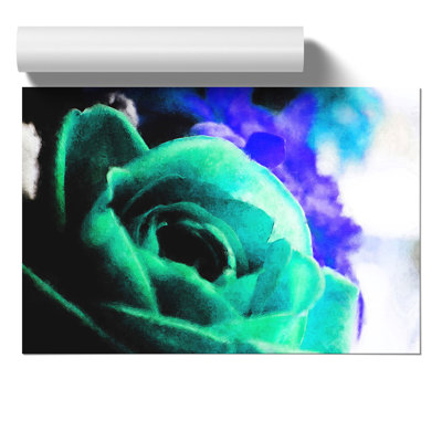 Teal Rose Flower - No Frame Print