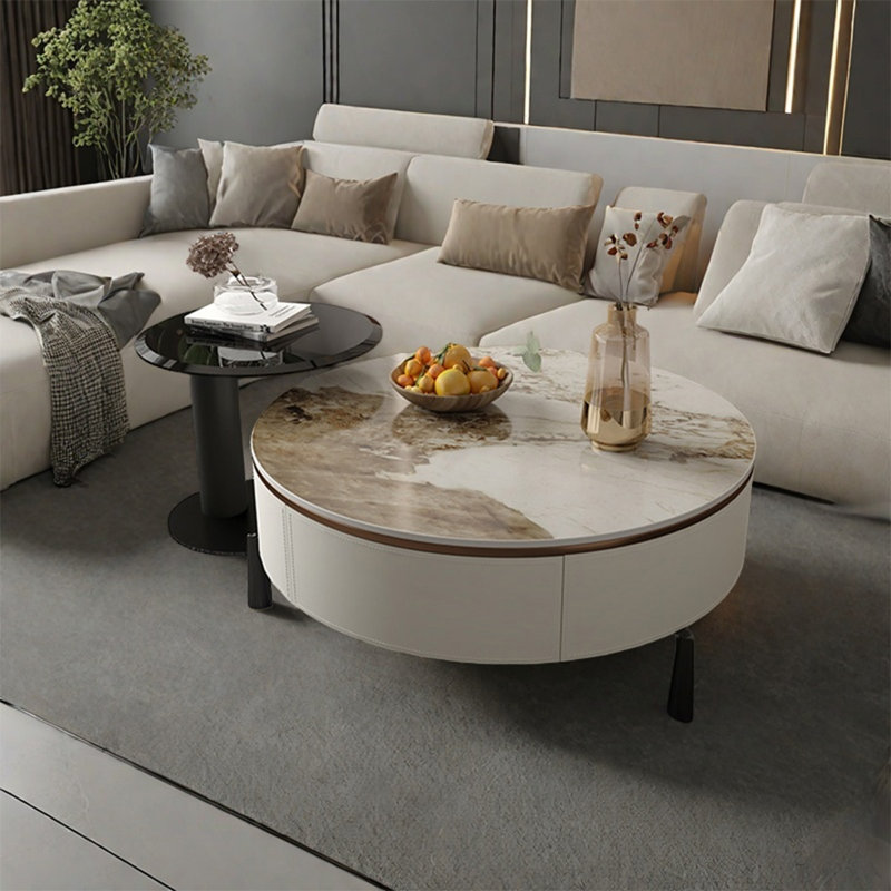 Table basse ronde, H 13,8 po x L 31,5 po x l 31,5 po, Brun