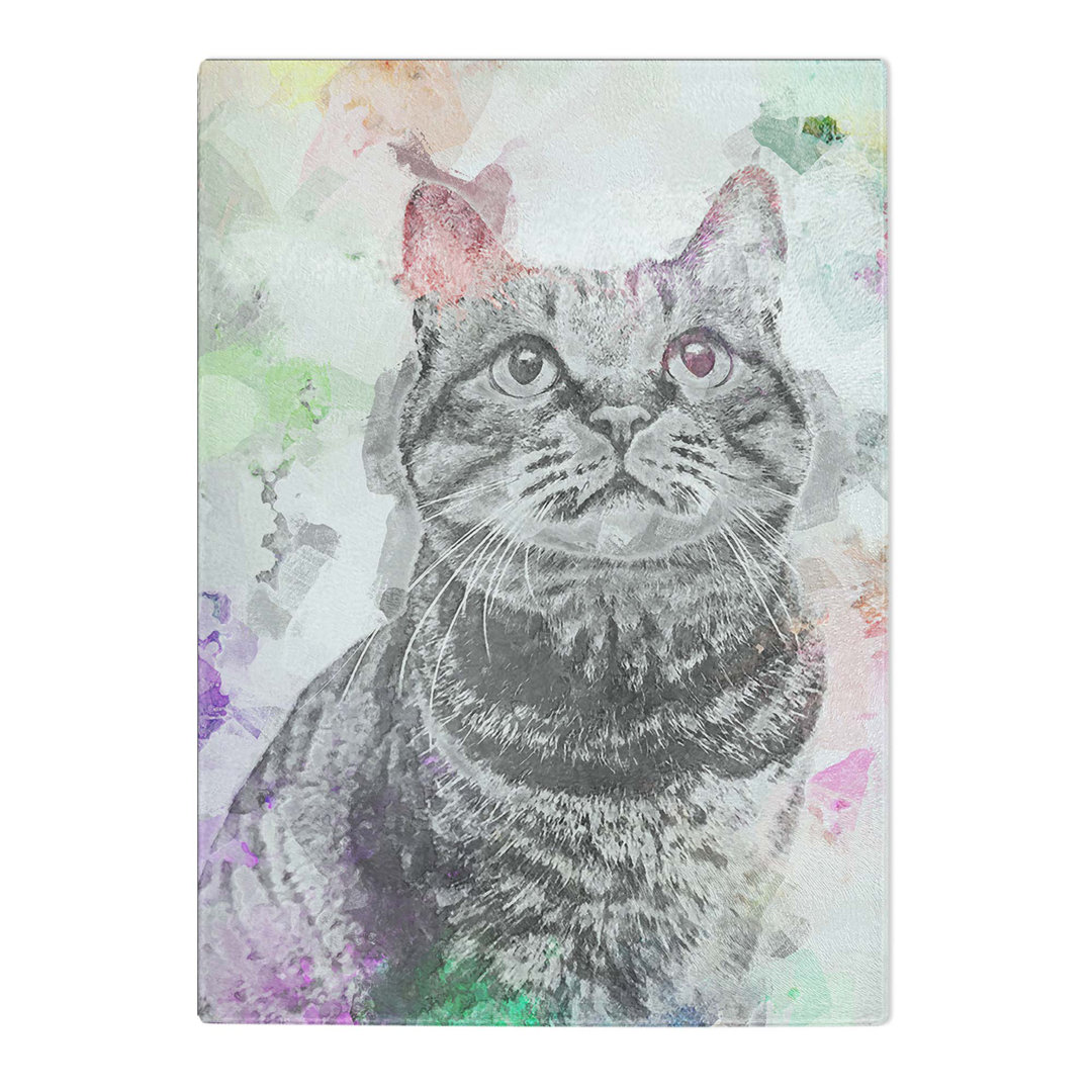 Tempered Glass Colours of a Cat in Abstract Chopping Board