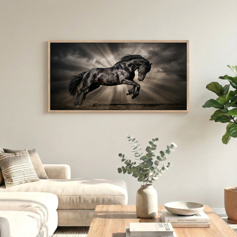 Tableau encadré sur toile représentant un cheval spectaculaire (1 pièce), 147 x 71 cm, 58 po x 28 po