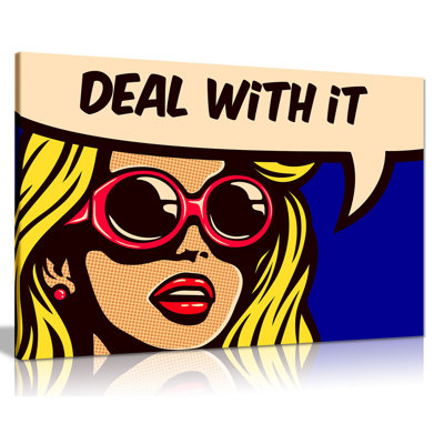 Modern Pop Art Girl Deal With It - Wrapped Canvas Print