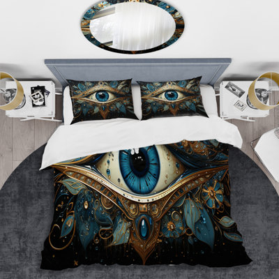 Ensemble de housse de couette en microfibre / polyester Judaism Hamsa Blessings Eye I