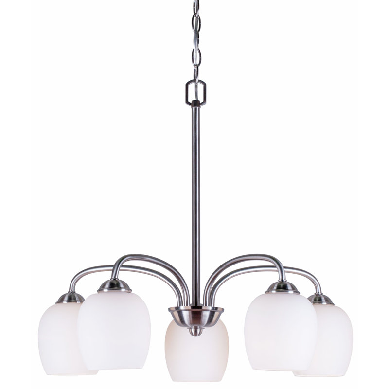 Lustre classique/traditionnel ombré 5 lumières Mcree, Nickel brossé