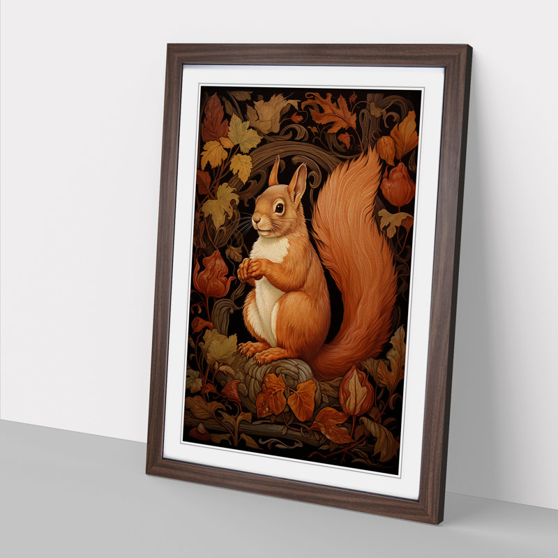 Squirrel Nouveau 1 Piece Single Picture Frame Wall Art, 64cm H x 46cm W x 2cm D, Walnut