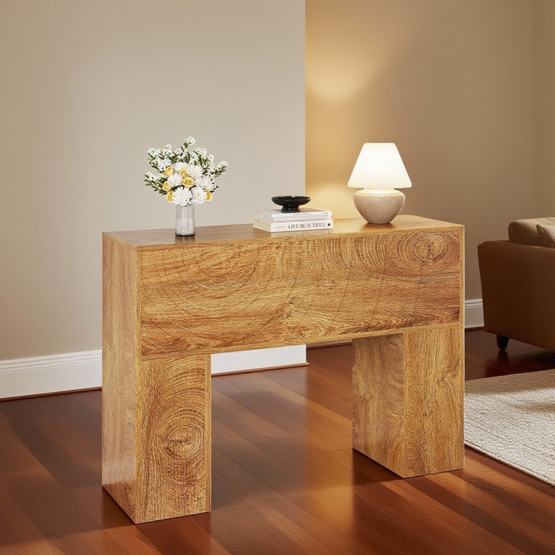 Console en bois pour le hall d'entrée, table de ferme avec design sculpté unique, canapé de 43 po derrière le canapé pour le salon