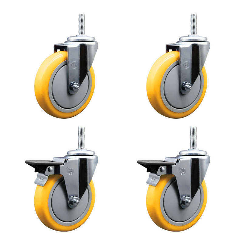 Poly Wheel Swivel 3/4 Inch Threaded Stem Caster Service Caster
