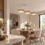 3-Light Modern Linear Integrated LED Pendant Light With Wood-Look Frame
