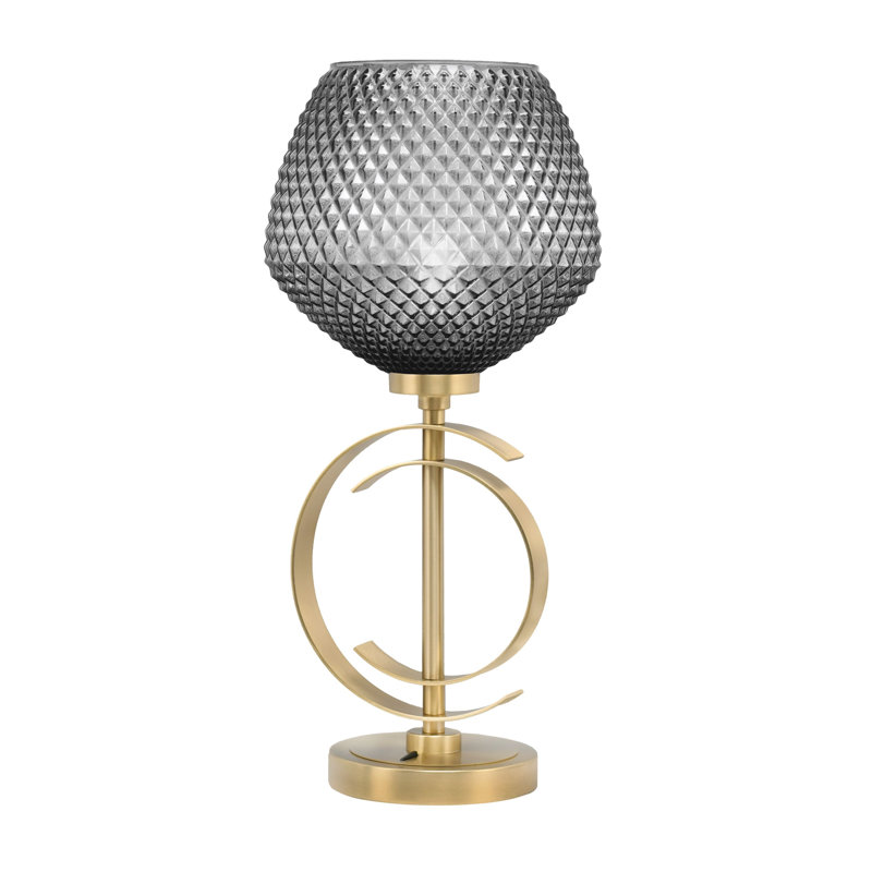 Lampe de table en acier inoxydable Gulran, Laiton, Noir, H 19,75 po x l 9 po x P 9 po