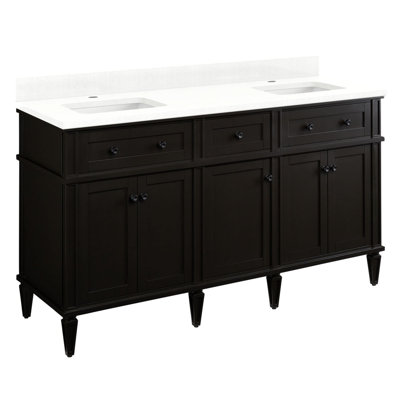 60"" Elmdale Double Vanity with Rect Undermount Sinks - Charcoal Black -  Signature Hardware, 483602