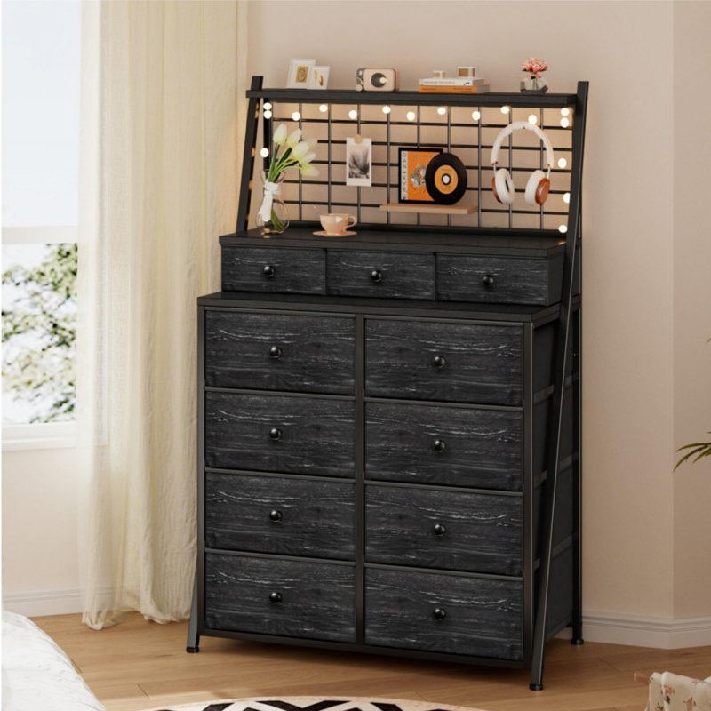 Commode haute 11 tiroirs 11, Noir