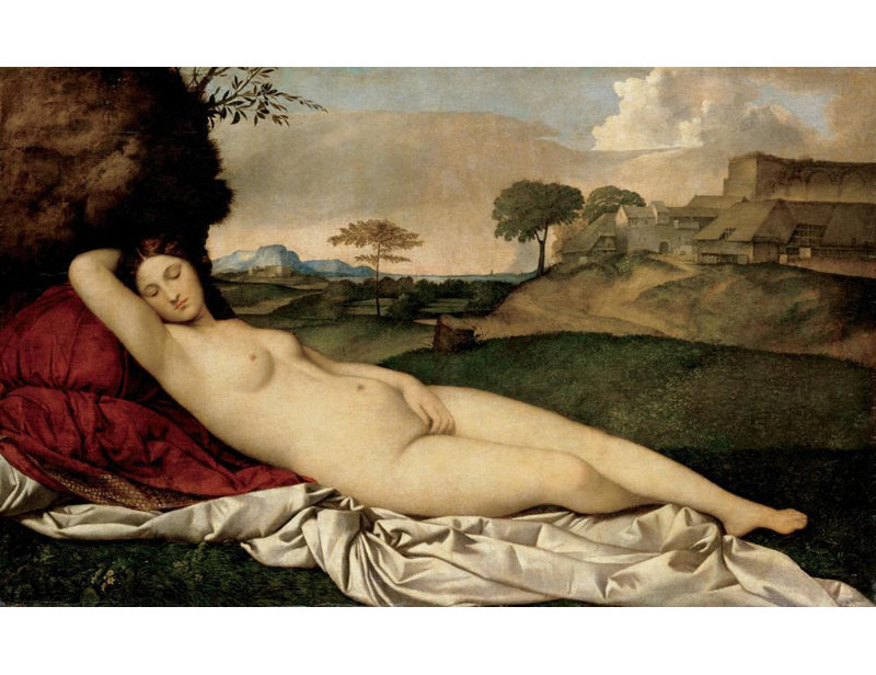 «Sleeping Venus» par Giorgione - Toile tendue avec châssis, H 24 po x l 17 po
