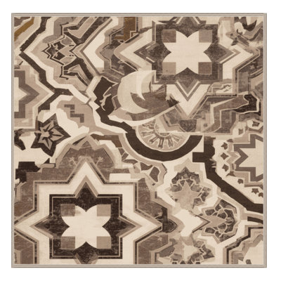 Machine Washable Manhasset Global Inspired Moroccan Rug in Beige – Beige Binding