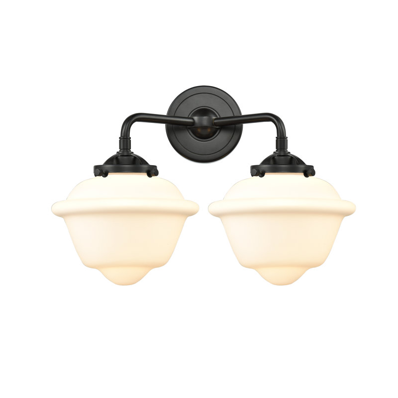 Éclairage pour salle de bain 2 lumières Baptiste, Blanc mat, DEL, Bronze huilé