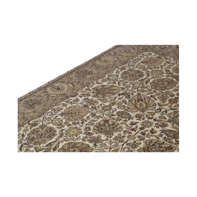 Tapis beige et brun noué à la main de haute qualité
