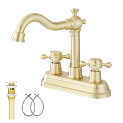 Centerset 2-handle Bathroom Faucet with Drain Assembly