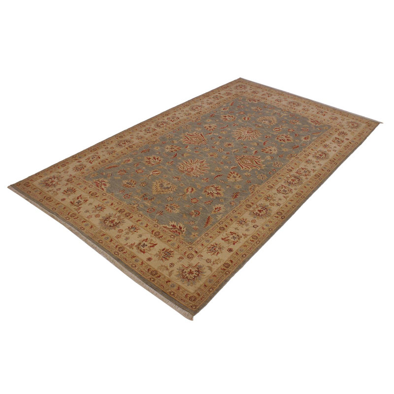 Tapis brun en laine noué à la main 6 pi 5 po x 10 pi Abbigail Southwestern
