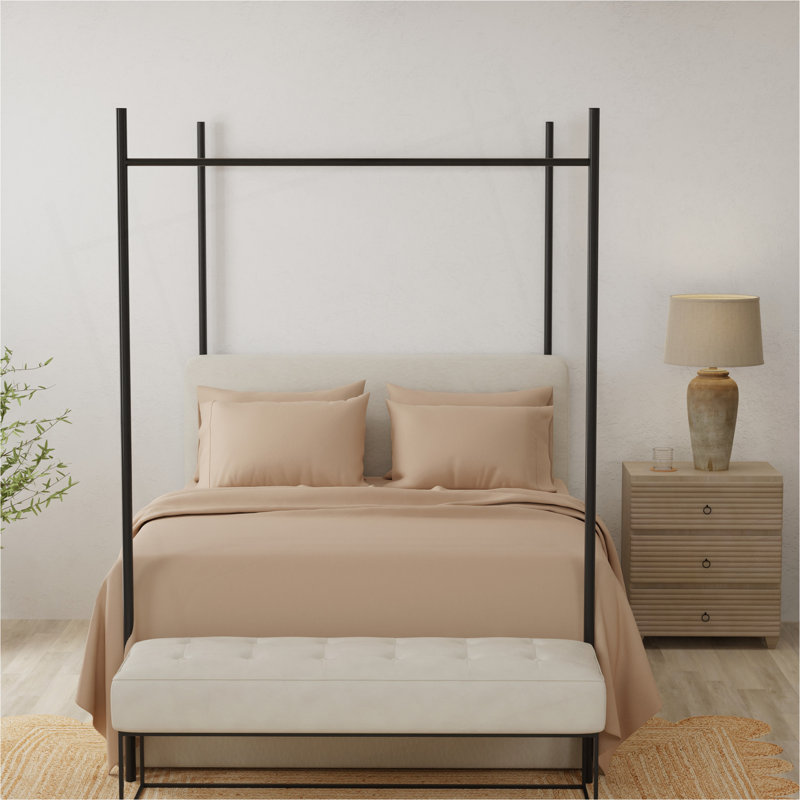 Ensemble de draps 4 pièces Omne Sleep, Khaki, California King Sheet Set with 2 Pillowcases