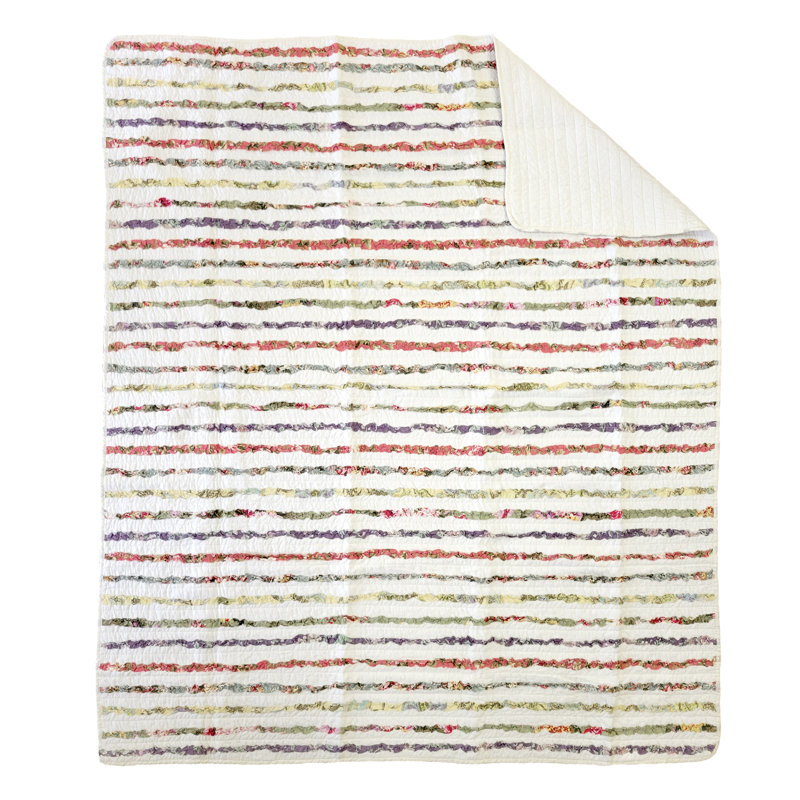 Ivory Cotton Cottagecore Reversible Ruffle Throw