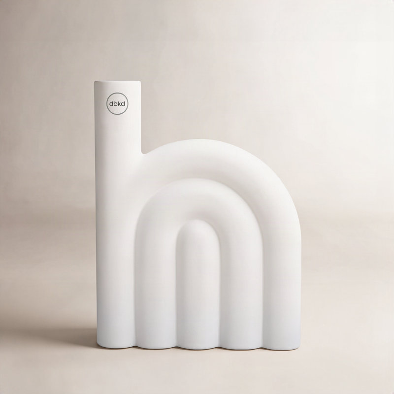 Rope Vase, 9.85" H x 7.85" W x 2" D, White