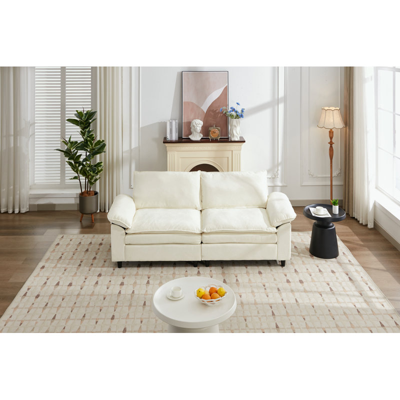 Causeuse avec coussin moelleux et pieds robustes, Beige