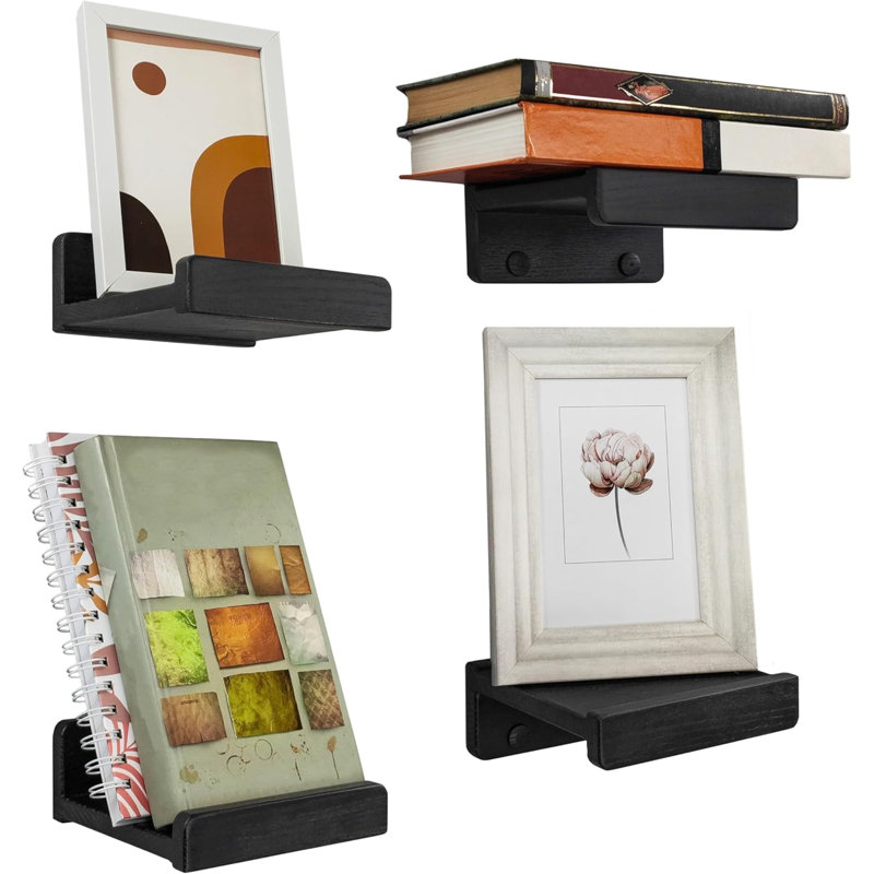 Ravita 4 Piece Floating Shelf, Black