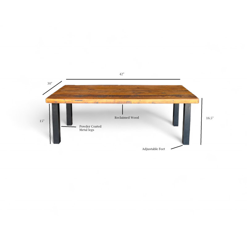 Rustic Reclaimed Roots Coffee Table, 16.5" H x 42" L x 30" W