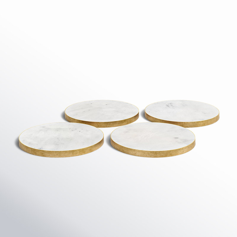 Alina Marble Gold Banded Coaster Set