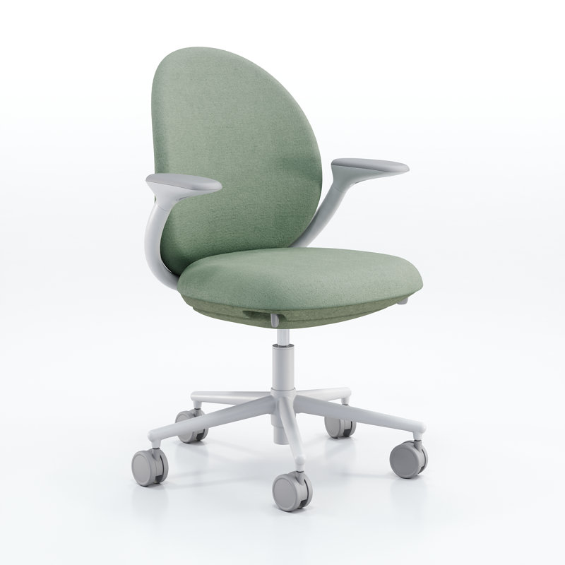 KFI Studios Jade Task Chair, Fern/Sage, White