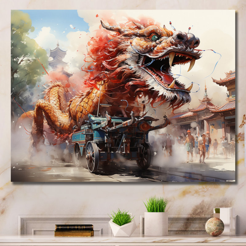 «China Art Imperial Dragon II» - reproduction d'art, H 34 po x l 44 po x P 1,5 po, Toile tendue