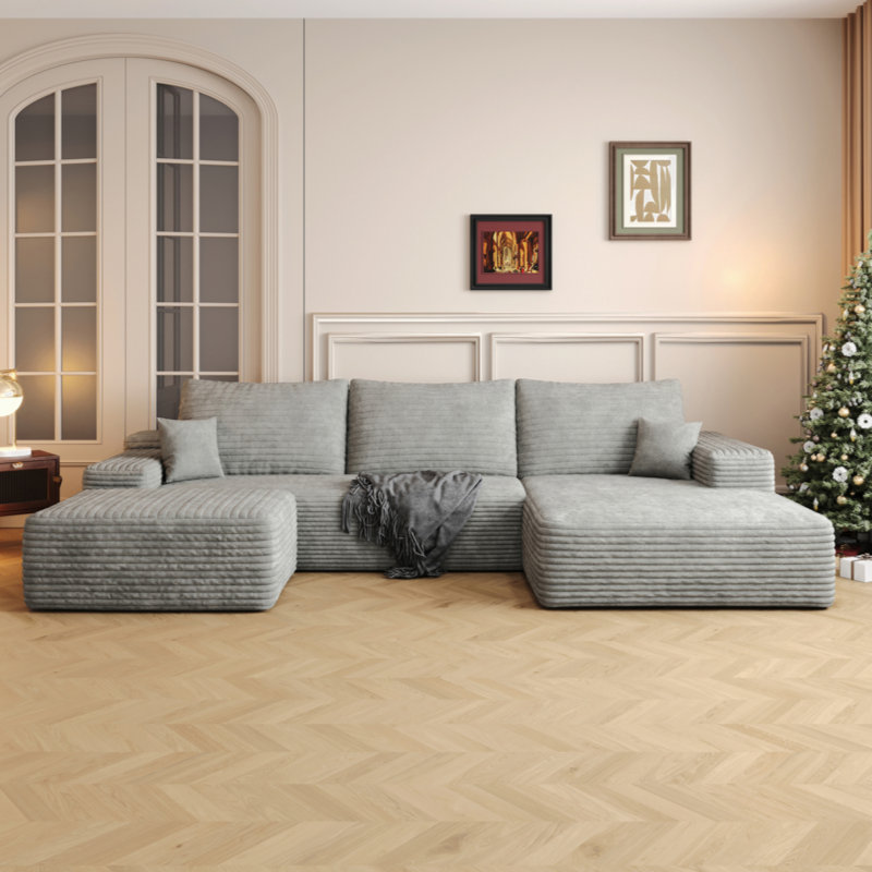 Canapé modulaire rembourré en tissu désossé de style moderne minimaliste pour le salon, canapé d'angle à siège profond, aucun assemblage requis