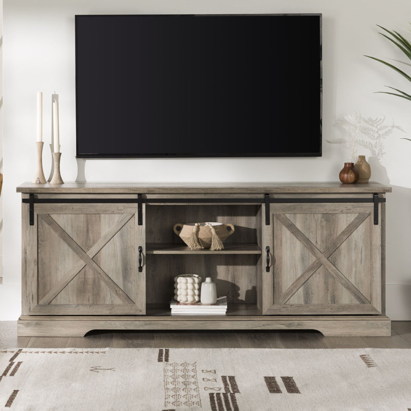 Meuble télé 70 po Farmhouse, H 28 po x L 70 po x l 15,75 po, Gris