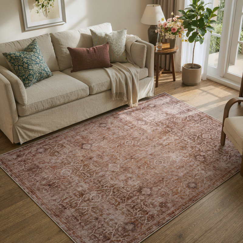 Tapis lavable rétro Tribal Cashmere, Rectangle 5 pi x 7 pi