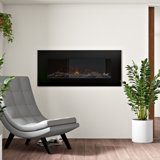 Baren 50-Inch Wall Mounted Electric Fireplace - Modern Heater with LED Flames