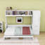Lit escamotable double à 2 tiroirs avec garde-robe latérale, tablette supérieure et rangement sous le lit-1647862659