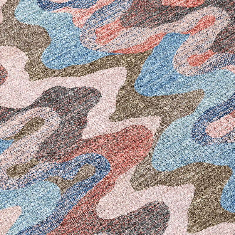 Machine Washable Indoor/Outdoor Chantille ACN2481 Abstract Rug, Pink, 2'3" x 7'6" Runner