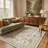Floral Deer Vintage Machine Washable Beige / Green Indoor Area Rug with Non-Slip Backing-732950695