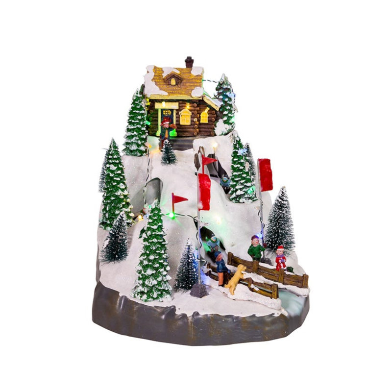 Kurt Adler Motion LED Christmas Skiing Village