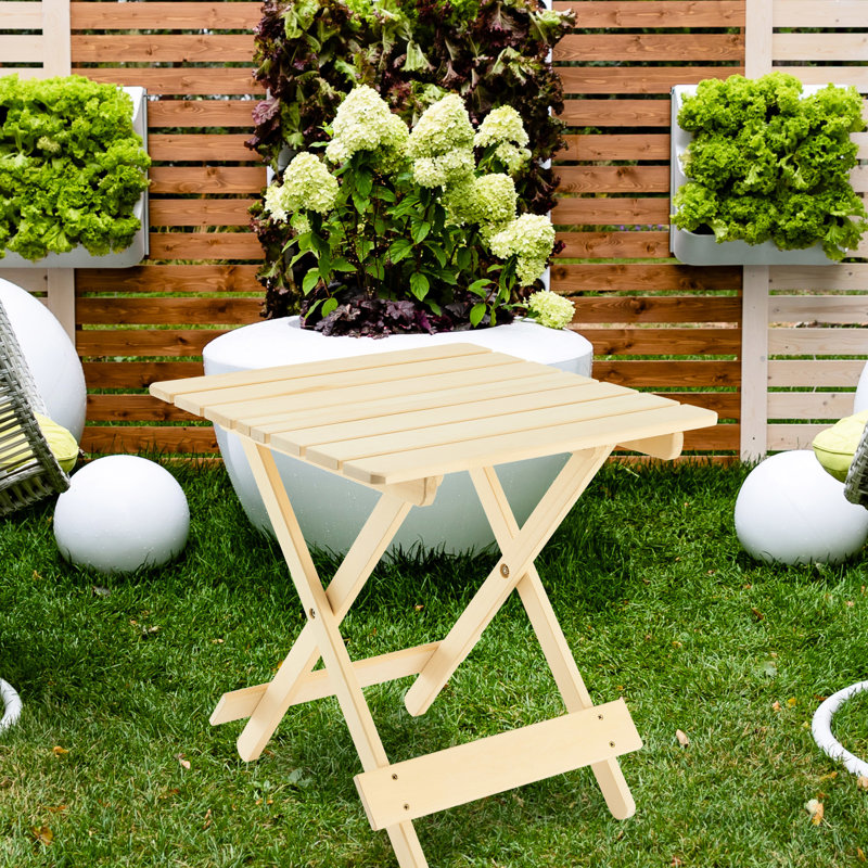 Table pliante en bois massif pour patio et espaces extérieurs - Portable
