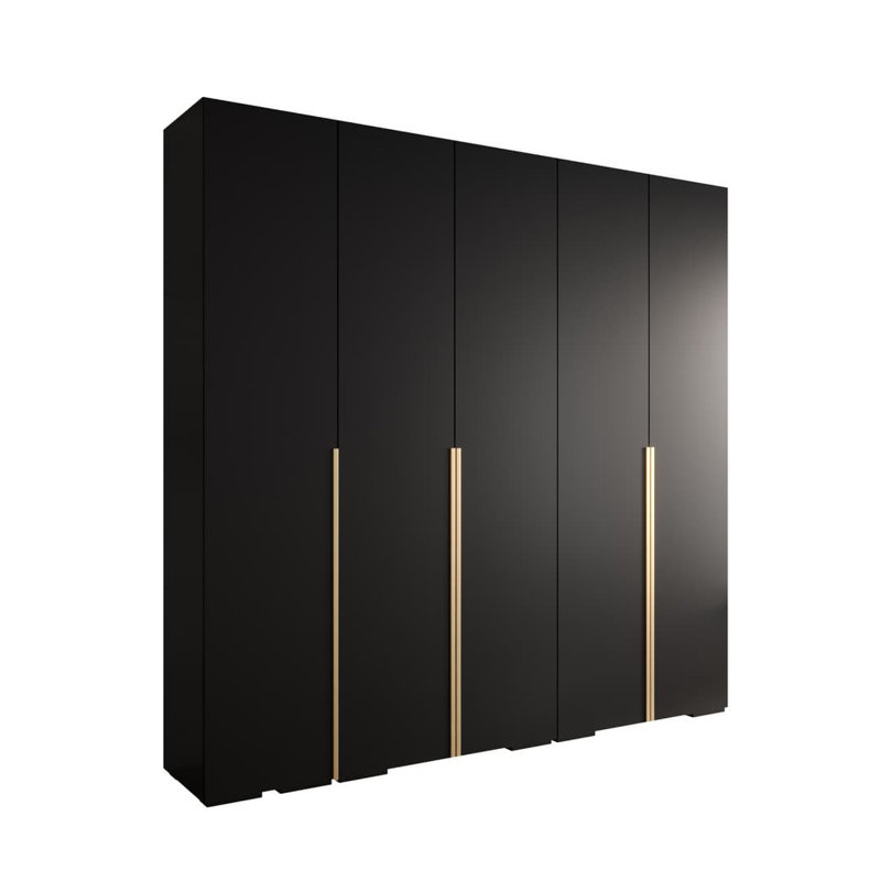 Rasab 5 Door Manufactured Wood Wardrobe, Matte Black