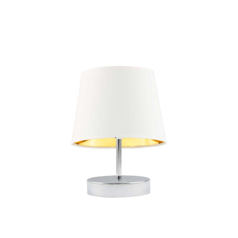 Honoria Metal Table Lamp, White, Chrome