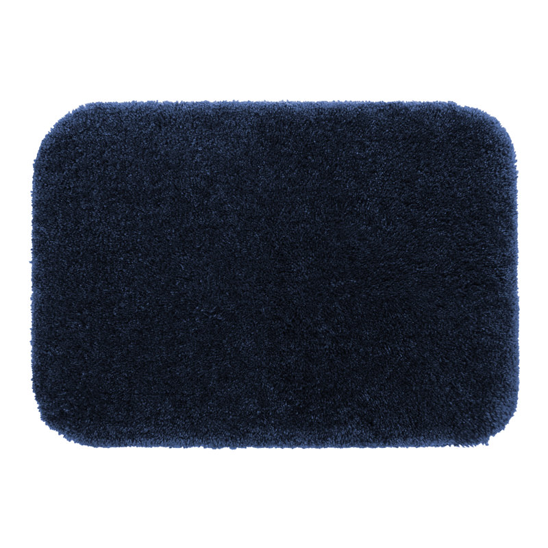 Galena Solid Polyester Machine Washable Non Slip Bath Rug, Ivy Green, 20"W x 34"L