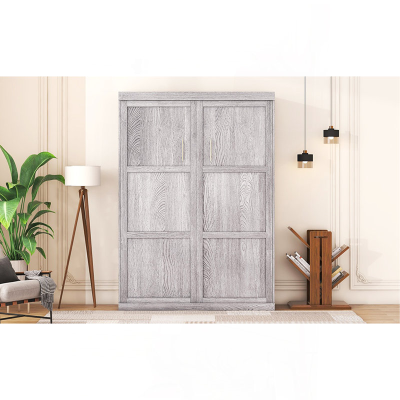 Lit escamotable double, peut être plié dans une armoire, gris, Full