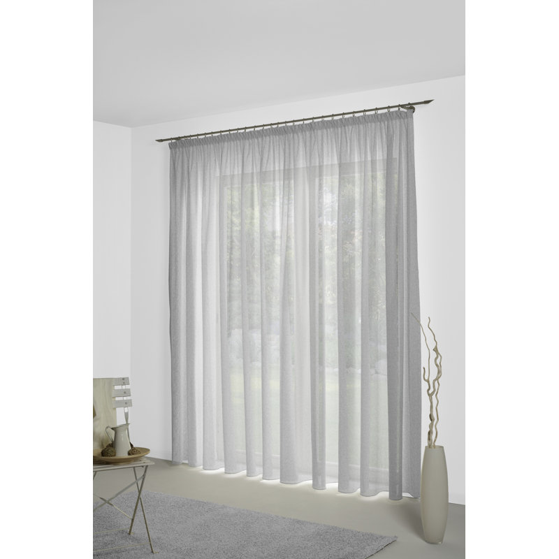 Sunday, multi -band scarf, semi -transparent, 142cm Width x 405cm Drop, Light Grey