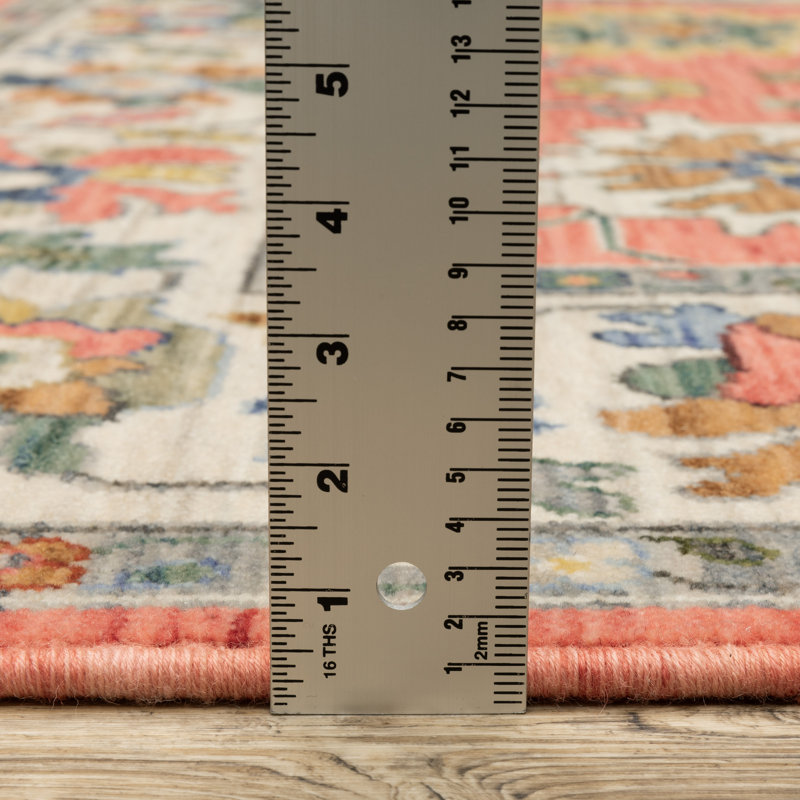 Anneli Vintage Oriental Salmon Pink/ Multi Area Rug, Rectangle 2' x 3'